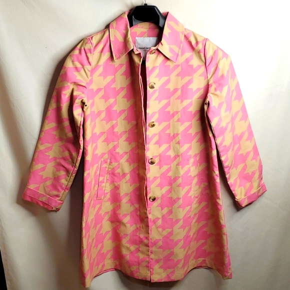 Isaac Mizrahi Women trench coat, Size Medium, Pink and Biege - Picture 1 of 13